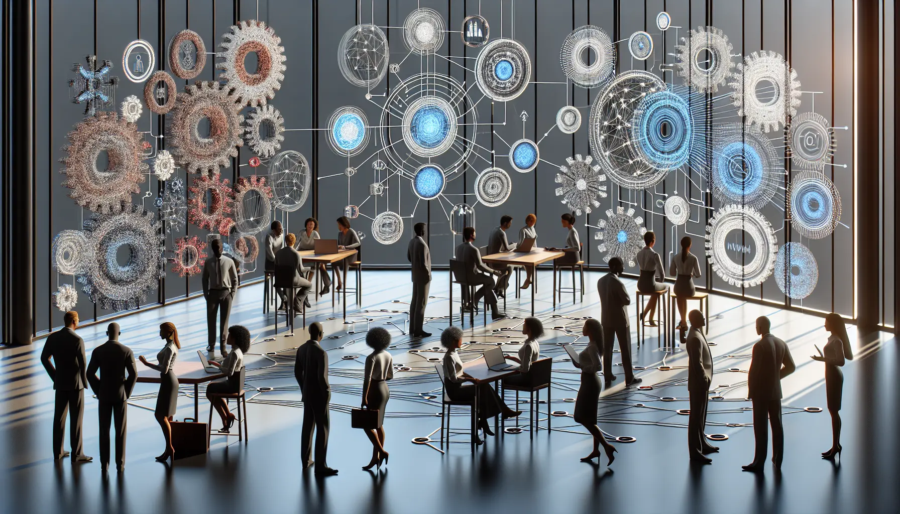 Illustration de l'automatisation marketing avec n8n, montrant des workflows connectés